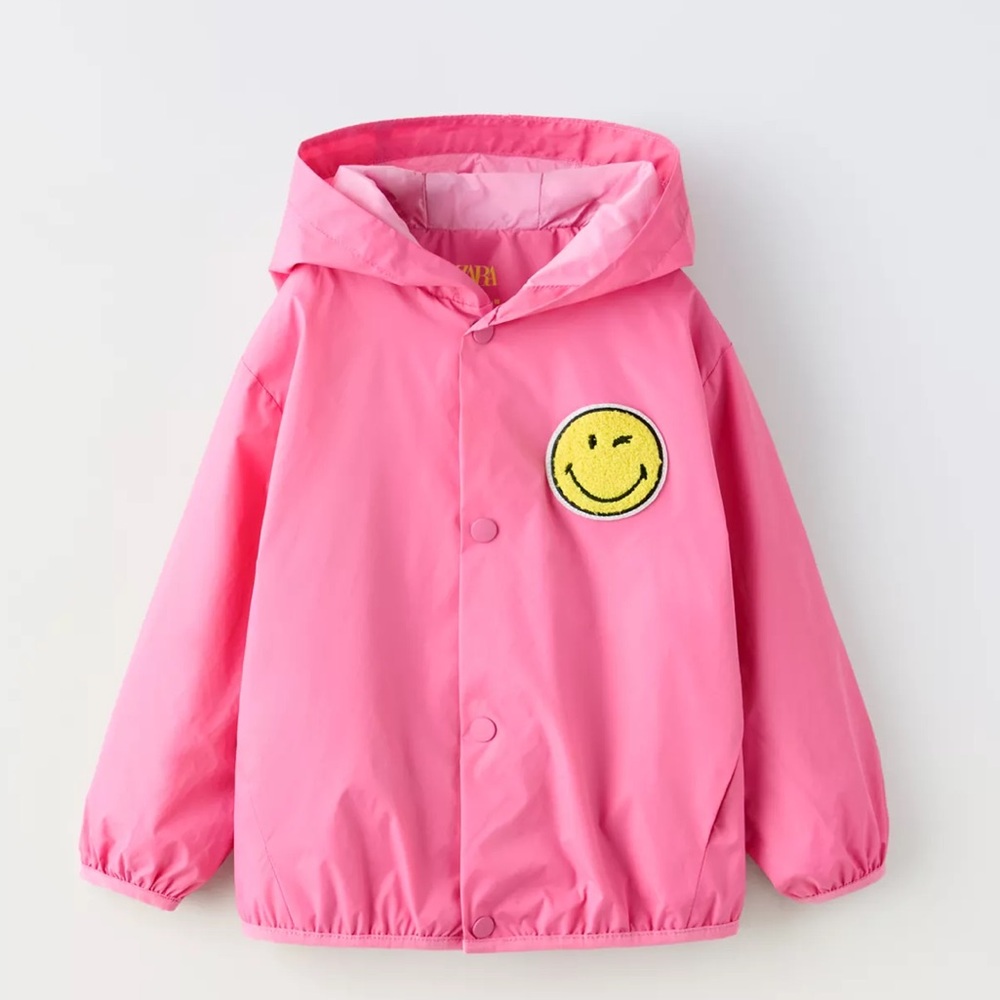 Zara Pink and Yellow Raincoat with Smiley Face